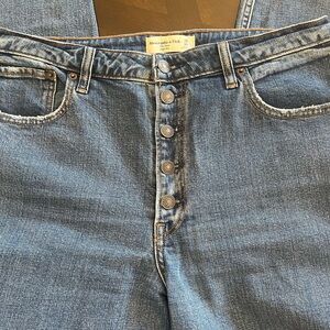 Abercrombie & Fitch High-Rise Button-Fly Jeans in Light Blue Wash